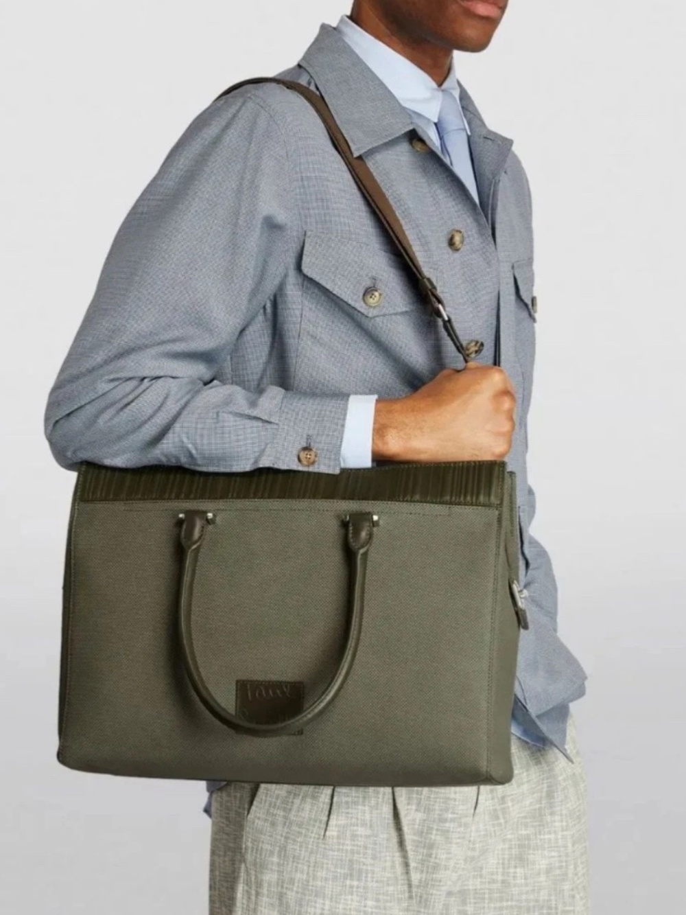 Paul Smith Khaki Leather Briefcase / Messenger Bag